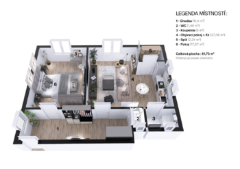 Pronájem bytu 2+kk v osobním vlastnictví 62 m², Hradec Králové