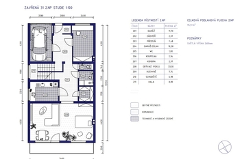 půdorys 2.NP (spodní byt 4+1) - Prodej domu 296 m², Brno