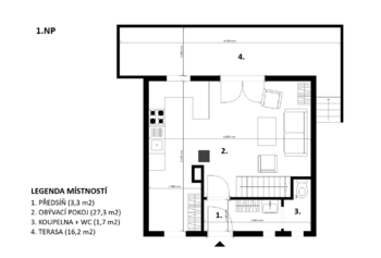 1.NP - Prodej chaty / chalupy 66 m², Stříbrná Skalice
