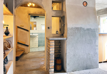 Pohled z obývacího pokoje do  chodby - Prodej chaty / chalupy 74 m², Nová Role