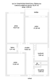 Prodej 3+1, Brno - Řečkovice - Prodej bytu 3+1 v osobním vlastnictví 82 m², Brno