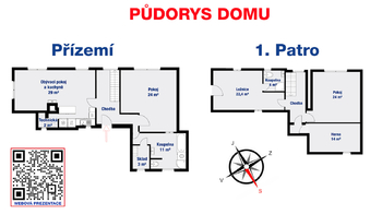 Půdorys - Prodej domu 134 m², Peruc