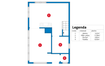 půdorys přízemí  - Prodej chaty / chalupy 74 m², Slabce