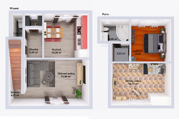 Půdorys. - Prodej domu 70 m², Lodhéřov