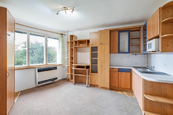 Kuchyně + obytný prostor. - Pronájem bytu 1+kk v osobním vlastnictví 27 m², Jindřichův Hradec