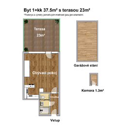 Pronájem bytu 1+kk v osobním vlastnictví 38 m², Praha 8 - Libeň