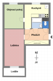 plánek - Pronájem bytu 2+1 v osobním vlastnictví 58 m², Praha 4 - Záběhlice