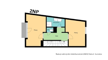 půdorys 2. patra - Prodej domu 150 m², Praha 4 - Kunratice