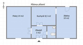 Půdorys přízemí - Prodej chaty / chalupy 75 m², Sepekov