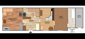 Půdorys - Prodej domu 61 m², Vestec
