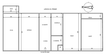 Půdorys přízemí - Prodej domu 90 m², Lašovice
