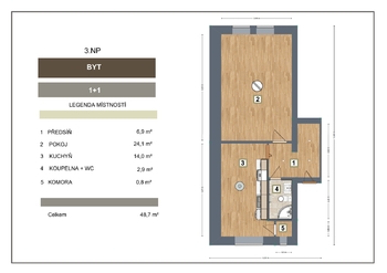 Prodej bytu 1+1 v osobním vlastnictví 561 m², Děčín