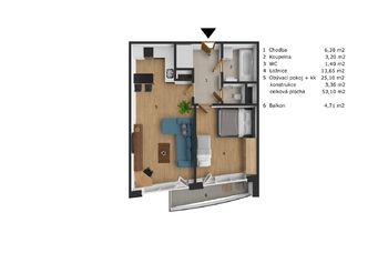 Prodej bytu 2+kk v osobním vlastnictví 61 m², Praha 4 - Nusle