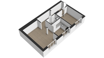 půdorys bytu - Prodej bytu 2+kk v osobním vlastnictví 58 m², Plzeň
