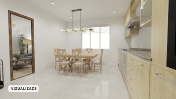Vizualizace pokoj 1 - kuchyň - Prodej domu 177 m², Bořanovice