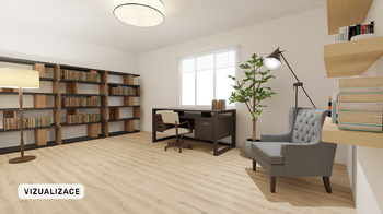 Vizualizace pokoj 5 - část pracovna - Prodej domu 177 m², Bořanovice