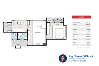 Půdorys - Prodej bytu 2+1 v osobním vlastnictví 53 m², Mladá Boleslav