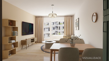 vizualizace obývacího pokoje - Pronájem bytu 2+kk v osobním vlastnictví 62 m², Praha 9 - Prosek 