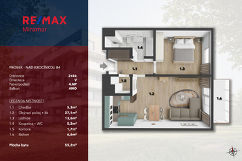 Pronájem bytu 2+kk v osobním vlastnictví 62 m², Praha 9 - Prosek