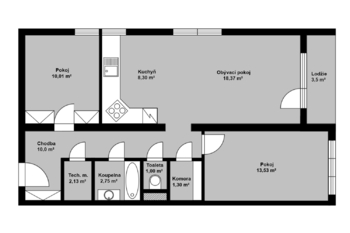 Orientační půdorys - Prodej bytu 3+kk v osobním vlastnictví 81 m², Opočnice