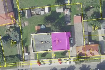 Letecký snímek domu a pozemku (zdroj cuzk.cz) - Prodej bytu 3+kk v osobním vlastnictví 81 m², Opočnice