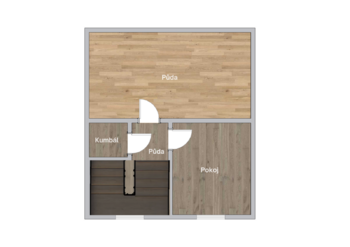 Půdorys půdní prostor - Prodej domu 56 m², Horní Suchá