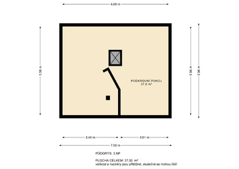 Půdorys 3.NP - Prodej domu 177 m², Praha 9 - Újezd nad Lesy