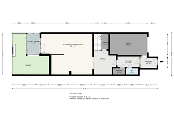 Půdorys 1.NP - Prodej domu 177 m², Praha 9 - Újezd nad Lesy
