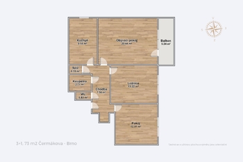Prodej bytu 3+1 v osobním vlastnictví 73 m², Brno