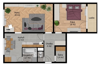 Prodej bytu 2+1 v osobním vlastnictví 60 m², Chomutov