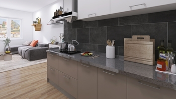 vizualizace kuchyňského koutu - Pronájem bytu 2+kk v osobním vlastnictví 44 m², Praha 10 - Horní Měcholupy