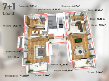 Prodej bytu 6 a více v osobním vlastnictví 320 m², Praha 5 - Stodůlky