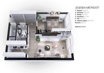 Pronájem bytu 2+kk v osobním vlastnictví 46 m², Praha 8 - Kobylisy
