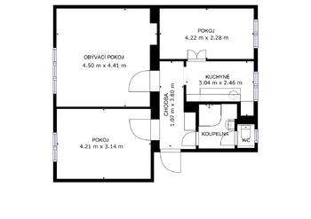 Půdorys - Prodej bytu 3+1 v osobním vlastnictví 58 m², Říčany