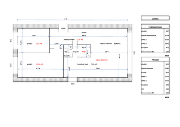 půdorys - Prodej bytu 3+kk v osobním vlastnictví 69 m², Praha 10 - Záběhlice