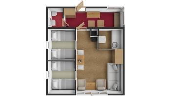 Půdorys 3D - Prodej chaty / chalupy 32 m², Krásná