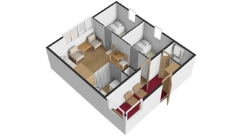 Půdorys 3D - Prodej chaty / chalupy 32 m², Krásná