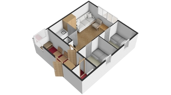 Půdorys 3D - Prodej chaty / chalupy 32 m², Krásná