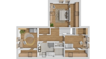Půdorys - patro - Prodej domu 215 m², Stěžery