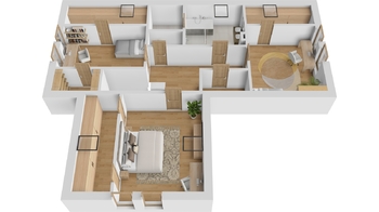 Půdorys - patro - Prodej domu 215 m², Stěžery
