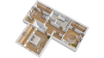 Půdorys - patro - Prodej domu 215 m², Stěžery