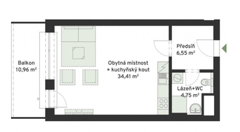 Prodej bytu 1+kk v osobním vlastnictví 60 m², České Budějovice