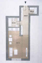 půdorys - Pronájem bytu 1+kk v osobním vlastnictví 46 m², Plzeň