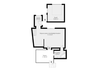 Půdorys přízemí - Prodej domu 78 m², Praha 10 - Uhříněves