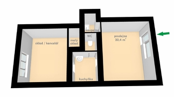 Pronájem obchodních prostor 47 m², Brno