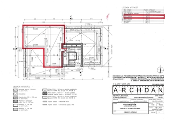 půdorys společná terasa - Pronájem bytu 3+kk v osobním vlastnictví 86 m², Praha 9 - Horní Počernice