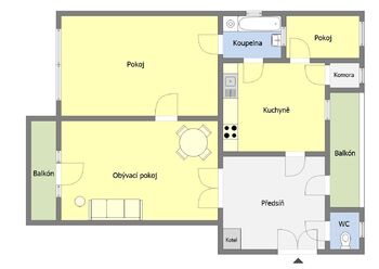 Orientační půdorys bytu - Prodej bytu 3+1 v osobním vlastnictví 95 m², Praha 6 - Bubeneč