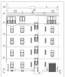 fasáda důr - Prodej nájemního domu 736 m², Praha 5 - Smíchov