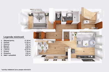 Půdorys přízemí. - Prodej domu 123 m², Žíšov