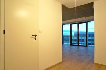 Vstupní zádveří, pohled do obývacího pokoje - Pronájem bytu 2+kk v osobním vlastnictví 55 m², Brno